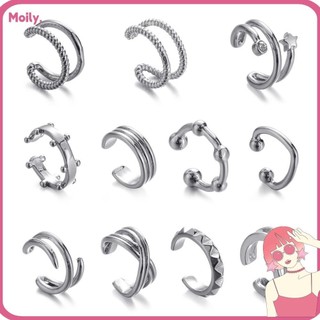 MOILY Women Fashion Gift Jewelry No Pierced Party CZ Cuff Earrings