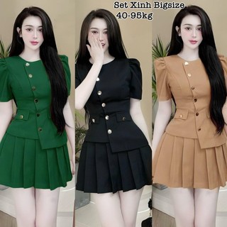 Thời Trang Bigsize HCM - Set Áo và Chân Váy Bigsize Nữ Vải Lụa Chéo Cao Cấp Thiết Kế Đi Dự Tiệc Xinh Đẹp 40-95kg 2178