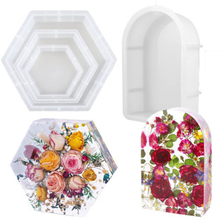 Vòm Cửa Nhựa Khuôn Epoxy Nhựa Thả Keo Khuôn Sách Lập Thể Mẫu Hiển Thị Hình Lục Giác Hộp Đựng Sách Khuôn Silicon