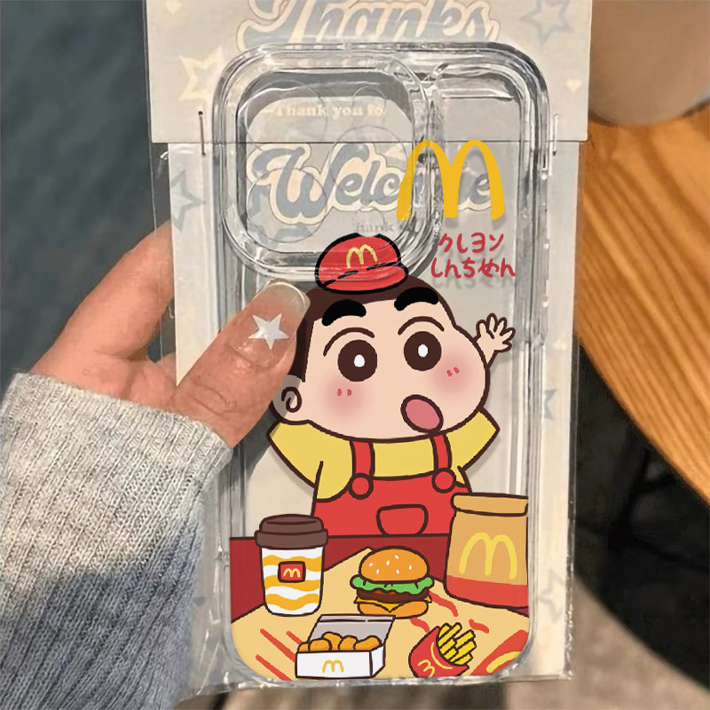 ốp lưng iPhone 11 12 13 14 15 16 Pro Max Crayon Shin-chan eating McDonald's Tương thích với iPhone 1