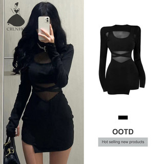 Crlnhc Đầm Công Sở Phối Lưới Ôm Dáng Thanh Lịch Quyến Rũ Thời Trang Mùa Thu Cho Nữ vn