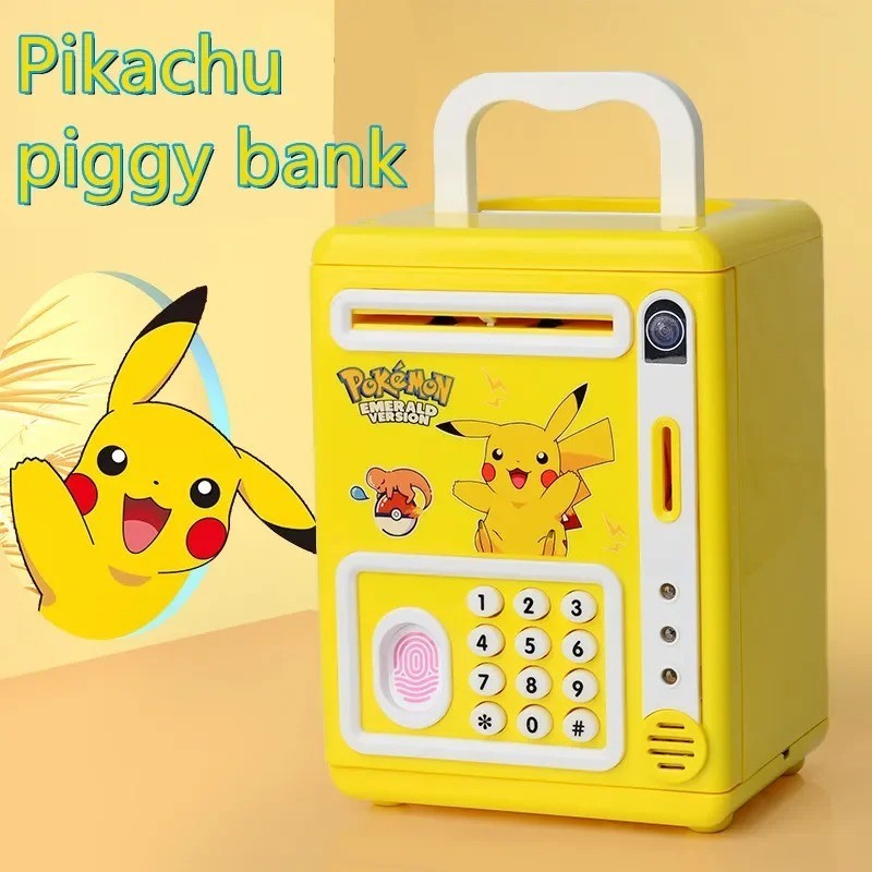 Anime Pikachu Pokemon Pikachu Điện Tử Heo Đất Atm Mật Khẩu Hộp Tiền Thông Minh Âm Nhạc Hộp Tiết Kiệm