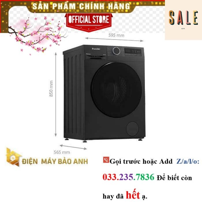 SỐc [Miễn phí giao lắp HN] Máy giặt Funiki 9.5 kg HWM F895ADG cửa trước, màu đen