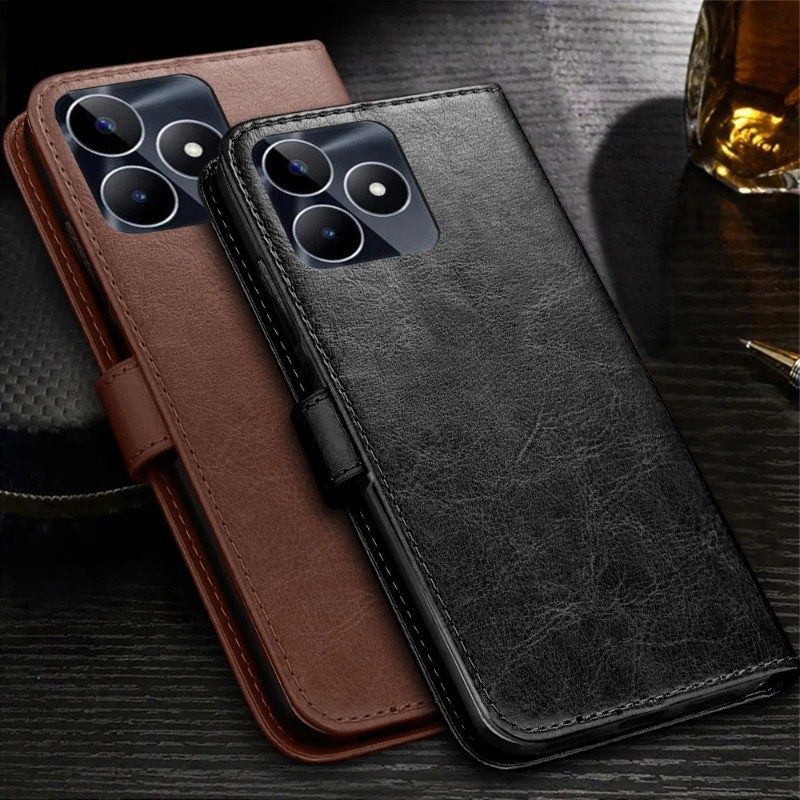 Dành Cho Realme Note 50 60 C63 C53 C51 13 Pro + 4G 5G Tích Hợp Khe Cắm Thẻ Ví Da Lật Đứng Từ Tính Coque Cover