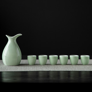 Longquan celadon gốm bộ rượu nửa catty bình đựng rượu vang trắng rượu ly rượu vang vàng sake sáu ly f