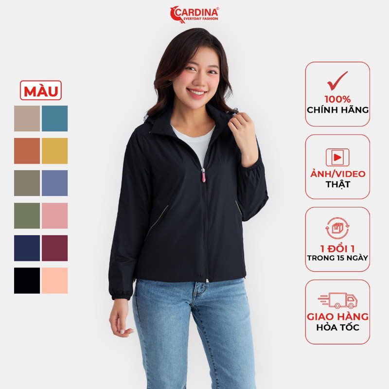 Áo Gió Nữ 𝐂𝐀𝐑𝐃𝐈𝐍𝐀 2 Lớp Chất Vải Gió Cao Cấp Chống Thấm Nước Cản Gió Trẻ Trung 3GNF01