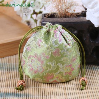 Túi xách hoa vải TWINKLE, Túi dây rút hoa thêu đính cườm, Túi xô ngọt ngào Hanfu Túi đựng cổ tay Túi lưu trữ Túi đường lễ hội Nữ / Bé gái