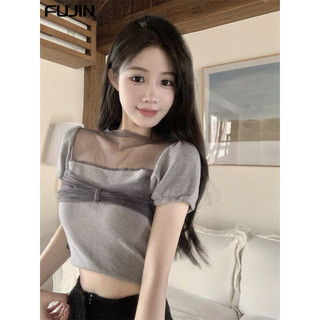 FUJIN áo phông áo thun nữ croptop baby tee xu hướng Minimalist Fashion Phong cách WTX24208R7 8Z240222