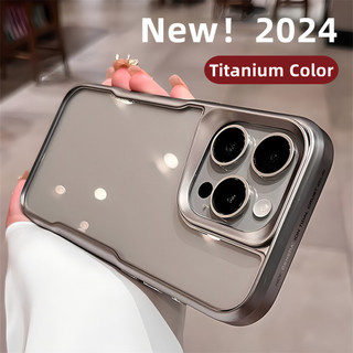 Ốp Điện Thoại Giáp Màu Titan Cho IPhone 15 Pro Max Vỏ 12 13 14 Pro Max 11 Vỏ Chống Sốc Mạ Kim Loại Trong Suốt