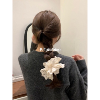 Zhao lusi cùng phong cách tóc retro rỗng ren scrunchy đuôi ngựa dây buộc tóc bóng dây đầu hoa hàn quốc