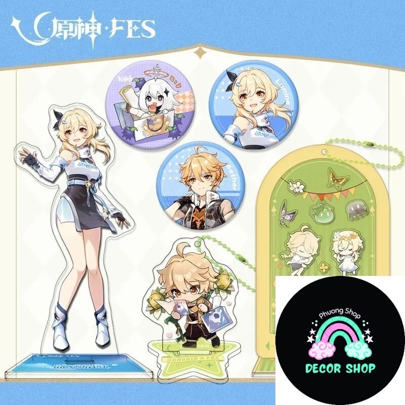 Mô hình Standee Anime Genshin Impact Paimon Acrylic Lumine Aether Game Phụ kiện trang trí để bàn góc