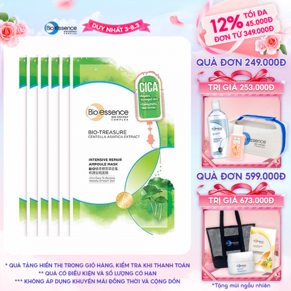 Combo 6 Mặt nạ BIO TREASURE tinh chất Rau má 20ML (6 miếng x 20ML)