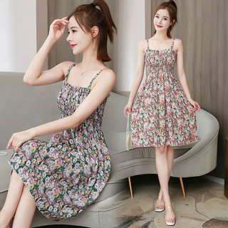 Mùa Hè 2022 Mới Pháp retro Tranh Sơn Dầu Hoa Dây Đeo Nhỏ Daisy Voan Treo Hoa Đầm ENIQ