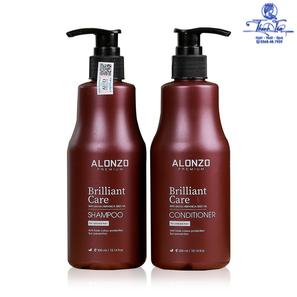 Dầu gội xả chăm sóc tóc nhuộm Alonzo Brilliant Care 300mlx2 [ New ]