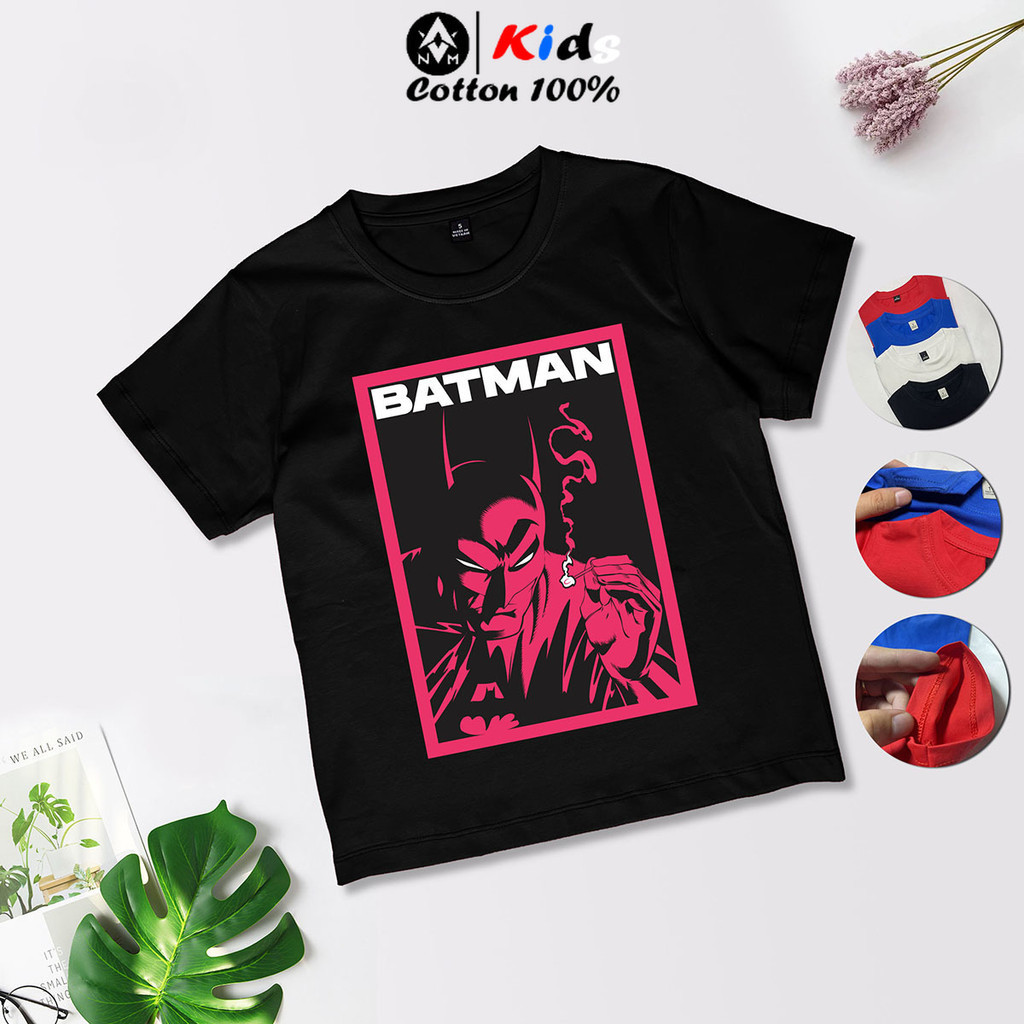 Áo Thun Cotton cho bé NGƯỜI DƠI ART 3, Cotton 4 Chiều, Có size Lớn đến 60kg, 4 màu áo, Anam Store