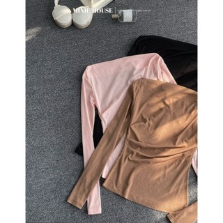 Áo thun giấy lệch vai eo nhún 3094.