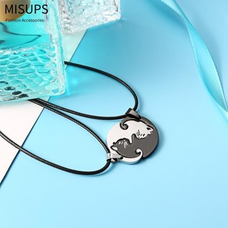 MISUPS Cặp Vòng cổ Hình Mèo Trắng Đen Dễ Thương Cho Cặp Đôi