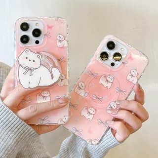 Ốp Lưng Cứng Tương Thích Với iPhone 12 12Pro 12ProMax 13 13Pro 13ProMax 14 14Pro 14ProMax 15 15Pro 15ProMax Vỏ Nam Châm Họa Tiết Nơ Toàn Màn Hình Mèo Con