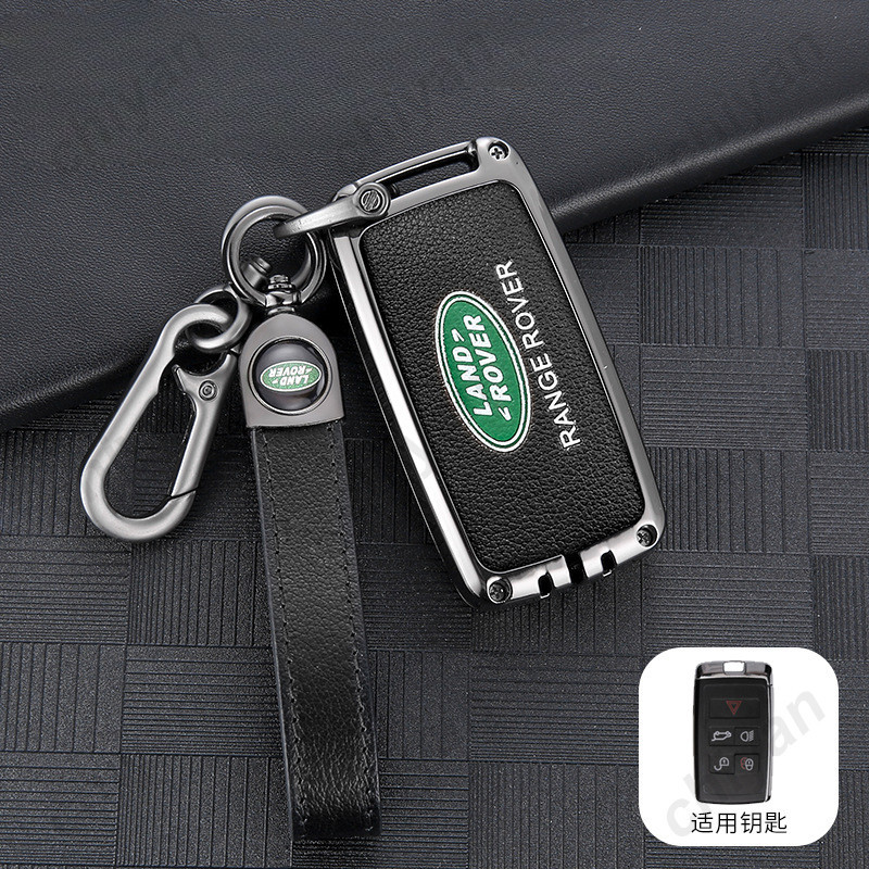 Hợp Kim Kẽm + Da Thật Chính Hãng Xe Thông Minh Chìa Khóa Dành Cho Land Rover Defender Range Rover Evoque Sport Velar Freelander Discovery Sport LR4 Cover Remote Fob Shell Móc Khóa Bảo Vệ TPU