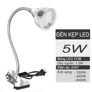 Đèn đọc sách, đèn làm việc kẹp bàn đa năng led 5w - 220v