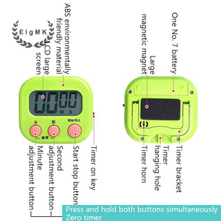 Hẹn giờ nhà bếp Đồng hồ bấm giờ đếm ngược kỹ thuật số LCD từ tính có chân đế Nấu ăn thực tế Dụng cụ nhắc nhở đồng hồ báo thức thể thao