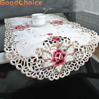 [Tốt] Khăn trải bàn ren hình bầu dục màu trắng thêu thêu hoa Vỏ bàn nhỏ Trang trí nội thất