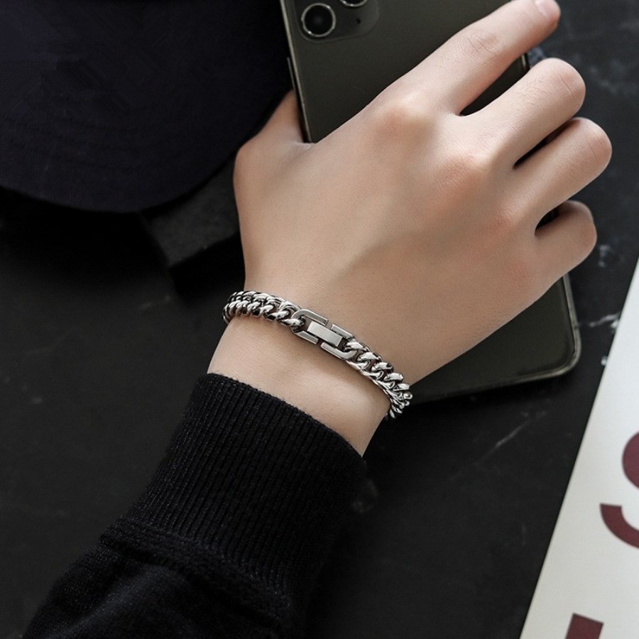 Vòng tay thép titan Cuba Trang sức nam