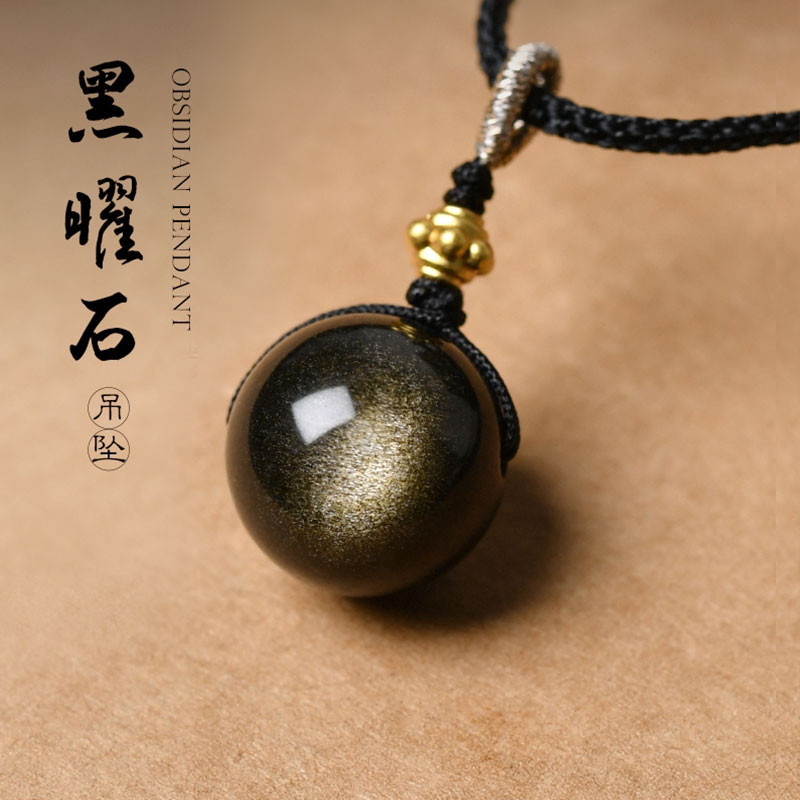 Obsidian Vòng Cổ Vàng Obsidian Bạc Obsidian Chuyển Hạt Vòng Cổ Thời Trang Mắt Mèo Vòng Hạt Mặt Dây C
