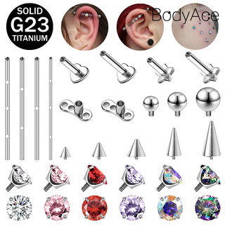 1 Khuyên Cơ Thể G23 Dạng Thanh Tạ Đính Đá Zircon