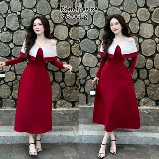 Thời Trang Bigsize HCM - Đầm Nỉ Tăm Dáng Dài Đón Tết Tay Dài Hot Hit Thiết Kế Dự Tiệc Nữ Cao Cấp Xinh Đẹp 40-95kg 2158