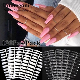 Unmegoni 120 Móng Tay Giả Bằng Acrylic Trong Suốt Tự Nhiên Che Phủ Toàn Diện
