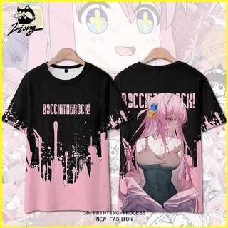 Ins Bocchi The Rock Anime Áo Thun Nữ Tay Ngắn Top Cosplay Gotou Hitori Tee Thời Trang Thường Ngày 3D In Áo Sơ Mi Plus Kích Thước Fash