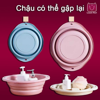 Chậu gấp gọn silicon đa năng Chậu rửa mặt gấp gọn cho bé đồ sơ sinh cao cấp siêu tiện lợi