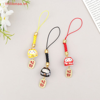 Trillionaa diy dễ thương ngọt ngào may mắn mèo dây điện thoại dễ thương móc khóa túi phụ kiện điện thoại móc chìa khóa treo charm xe móc khóa dây trang trí vn