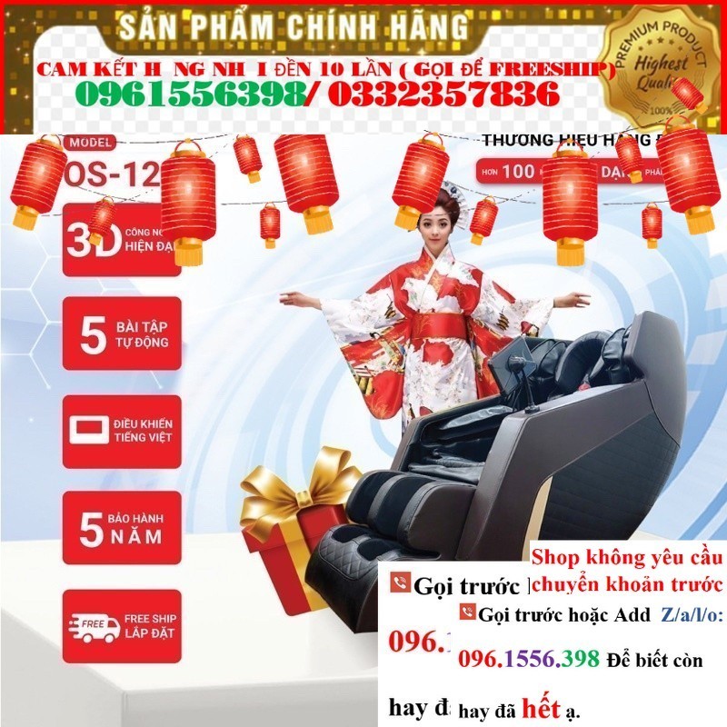 KHO >> CH Ghế massage toàn thân Okinawa Os - 123, dòng bi xoay công nghệ mới nhất năm 2023 -