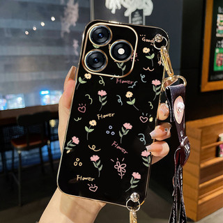 Ốp lưng Infinix Smart 8 HD Pro Plus Hot 40i Tecno Spark Go 2024 Spark 20 20C Pop 8 Itel P55 4G BG7n BG6 X6525 Họa tiết hoa nhỏ có dây hoa Vỏ bảo vệ chống sốc