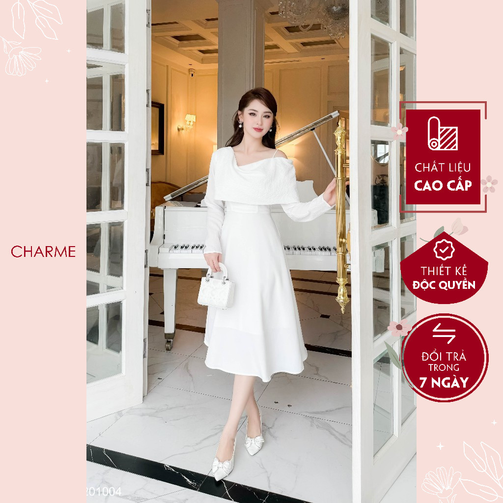 Đầm nữ dài tay dáng xòe Charme 201004