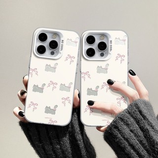 Sáng Tạo Mèo Bướm Khoan Chính Xác Màu Bạc Vỏ Cứng Cao Cấp Chống Rơi Găng Tay Điện Thoại Silicon Thích Hợp Cho iPhone 11 12 13 14 15 Pro max x xr xs max