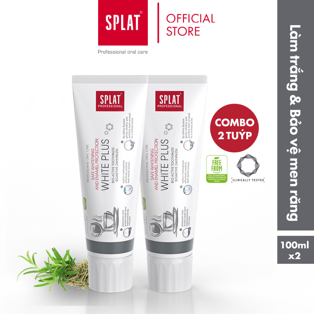 [Livestream] Combo 2 Tuýp Kem Đánh Răng SPLAT White Plus Loại Bỏ Ố Vàng 100ml