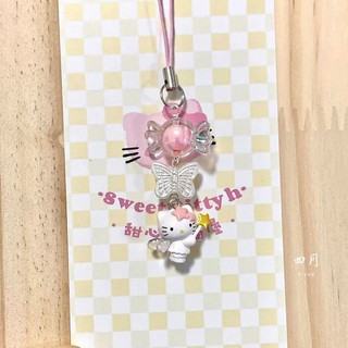 Móc khóa mặt dây chuyền đính cườm Hellokitty Móc khóa điện thoại di động dễ thương Dây chuyền máy ảnh CCD