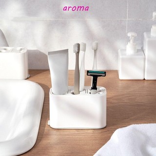 Giá đỡ bàn chải đánh răng AROMA, Giá đựng bàn chải đánh răng bằng nhựa màu trắng, Giá đựng bàn chải đánh răng tiết kiệm không gian nhiều lỗ tiện lợi tại nhà