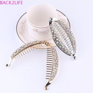 Back2life Kẹp Tóc Phụ Kiện Sang Trọng Nữ Chuối Kẹp Kim Cương Giả Barrettes Kẹp Tóc