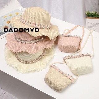 DADOMYD trẻ em mùa hè LUOYAO Mũ trẻ em chống tia cực tím có túi xách Mũ rơm