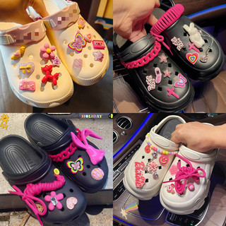 Thời Trang Màu Hồng Barbie Jibbitz Cho Crocs Bộ Máy Chơi Game Jibits Dây Xích Hoa Giày Quyến Rũ Pin Bướm Jibitz Crocks Cho Nữ Giày Phụ Kiện Trang Trí