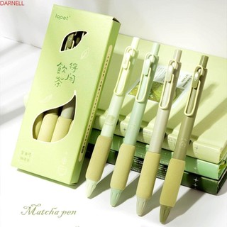 Bộ bút Gel mềm DARNELL 0,5mm 4 cái / bộ Màu Matcha Học sinh Văn phòng phẩm Không đau ở ngón tay Bút bi