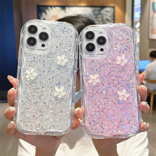 Ins Lấp Lánh Với Hoa Trong Suốt Màu Hồng Bướm Ốp Lưng Điện Thoại Iphone 15 14 13 11 12 Pro Max Silicon Mềm Bảo Vệ Chống Sốc 7 8 Plus X Xs Xr Xsmax