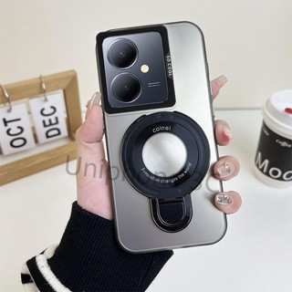 Vỏ khung sang trọng Vỏ cứng OPPO RENO 11F mờ acrylic dày vỏ chống sốc có giá đỡ hút từ tính tròn