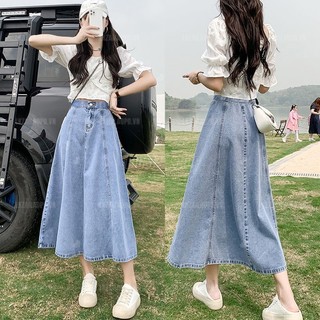 chân váy denim nữ chân váy jeans bò nữ dáng dài Bigsize chân váy nữ lưng cao cạp cao chữ a mùa hè Phong cách Hàn Quốc Thời Trang tiểu thư cá tính xinh đẹp cho người mập béo