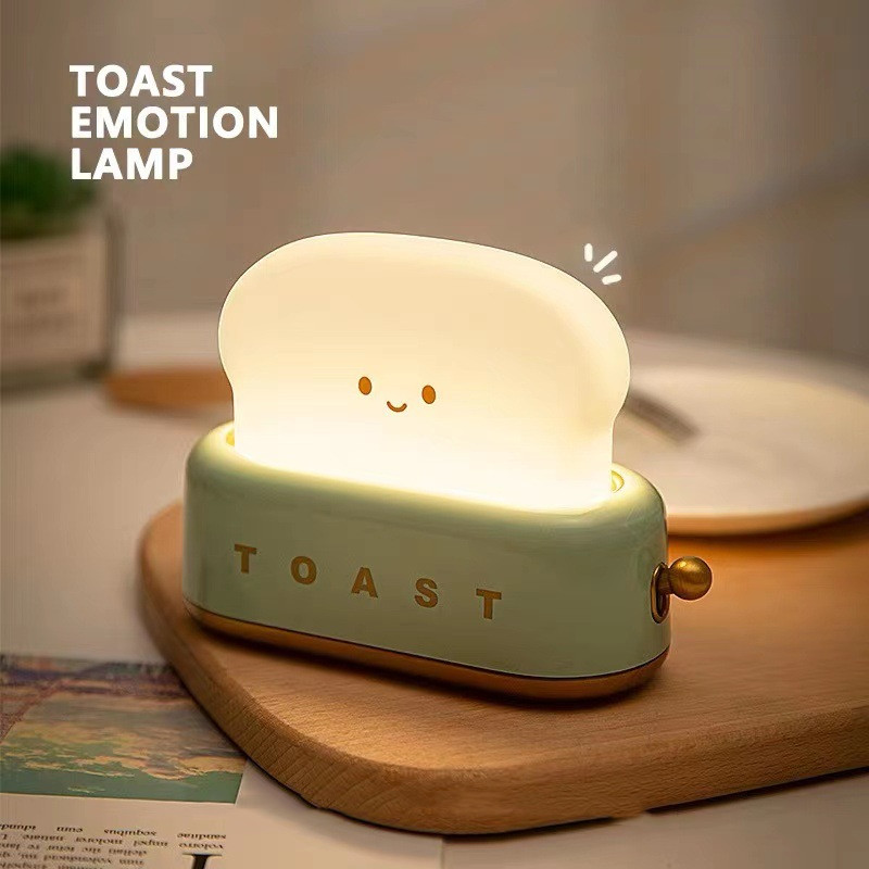 Đèn bàn Mini dễ thương có thể điều chỉnh độ sáng Đèn nướng bánh mì Ánh sáng tiết kiệm năng lượng Đêm ngủ Đèn phòng ngủ Trang trí nội thất