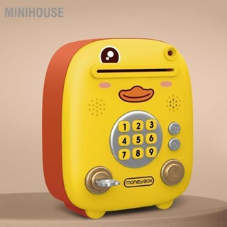 MiniHouse Hộp đựng tiền heo đất mini hát hộp lưu trữ điện tử có dấu vân tay mật khẩu Nhận dạng khuôn mặt Nhạc nhẹ cho trẻ em bé trai gái